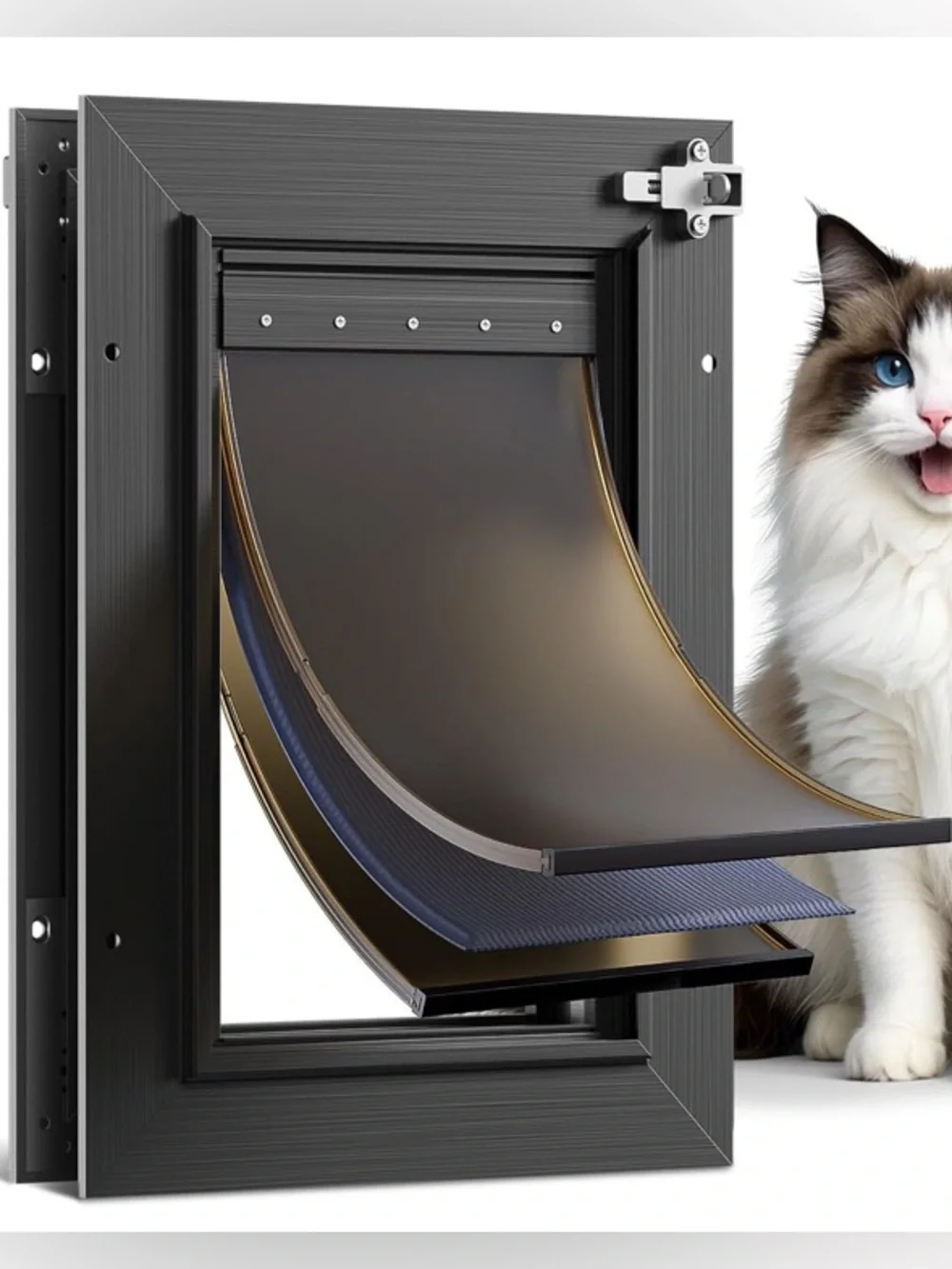 All Aluminum 3 Flaps Insulated Pet Door for Exterior & Interior Door, Small -NEW